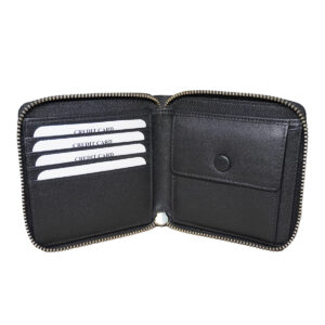 Black Designer Round Zipper Women Wallet